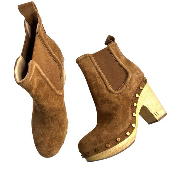 Veronica Beard Decker Suede Clog Boots Hazelwood Size 6 NEW - Picture 10 of 15